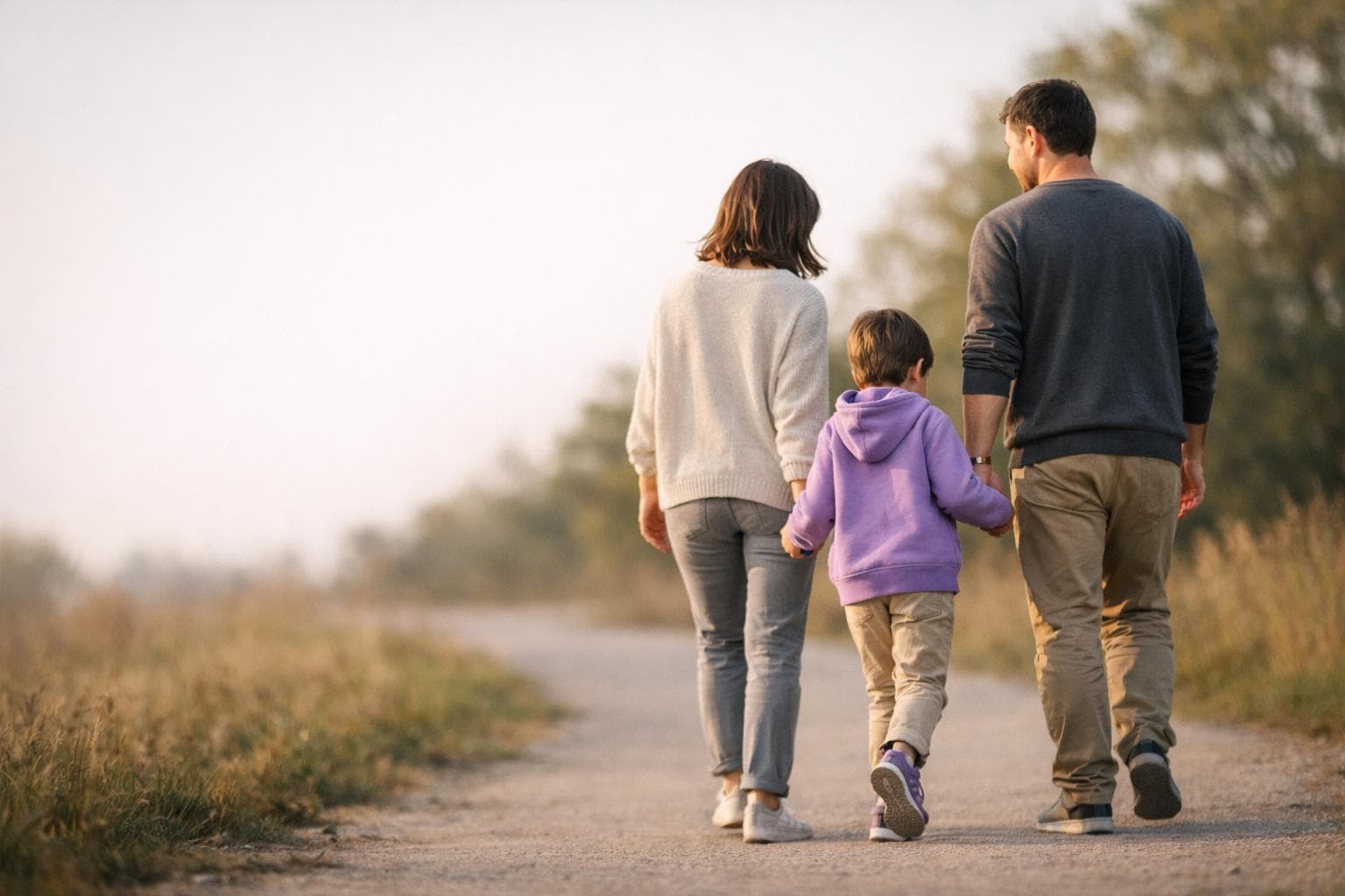 A family walking together at sunset, the people BlockWill helps you protect